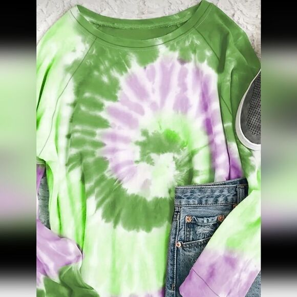 Women's Loose Tie Dye Top, Long Sleeve Crew Neck sz Small - Picture 3 of 3